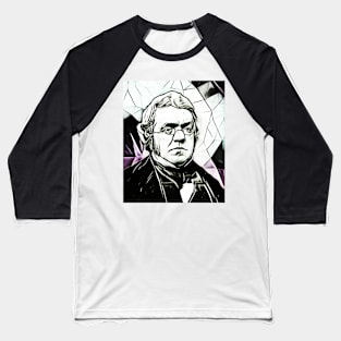 William Makepeace Thackeray Black and White Portrait | William Makepeace Thackeray Artwork 3 Baseball T-Shirt